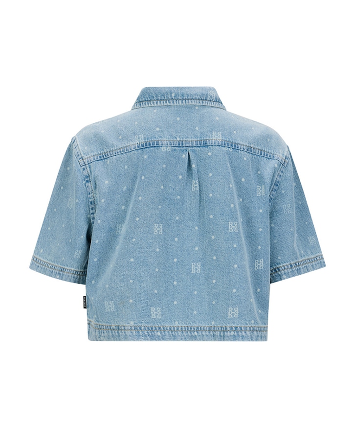 Meisjes blouse korte mouw blauw