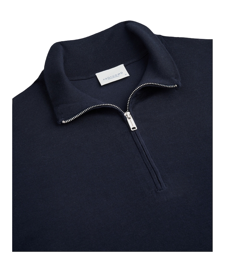 Heren trui met rits blauw