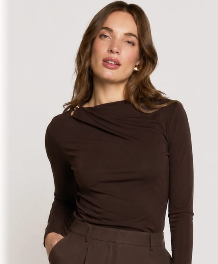 Dames longsleeve bruin