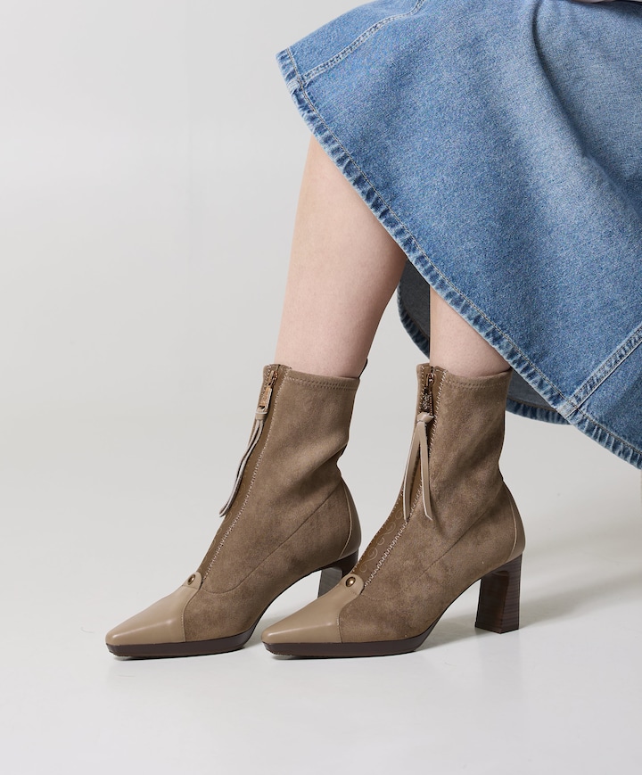 dames enkellaarzen beige