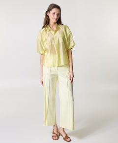 Twill-Wideleg-Pants dames broek geel