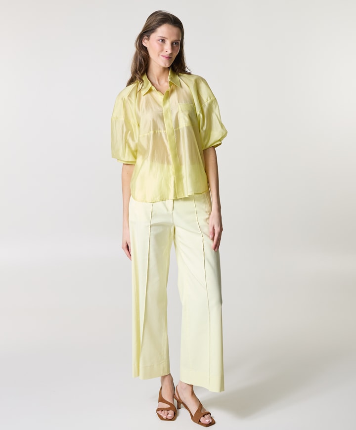 Twill-Wideleg-Pants dames broek geel