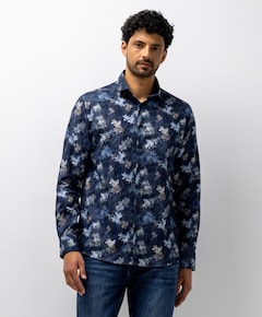 Heren overhemd lange mouw blauw