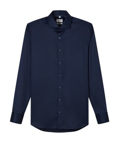 Heren overhemd lange mouw blauw