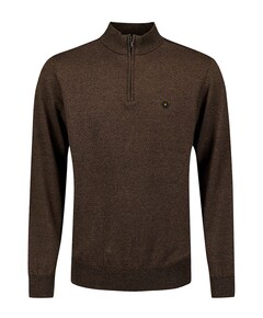 Heren trui met rits bruin