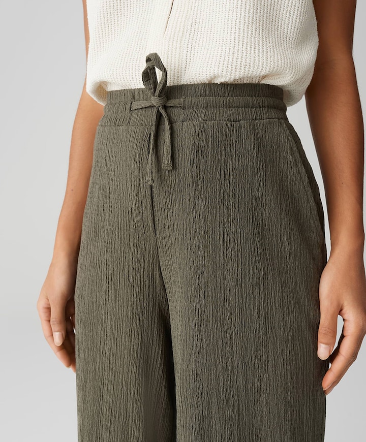 Mileni crinkle dames broek groen