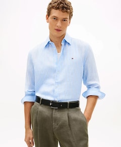 Heren overhemd lange mouw blauw