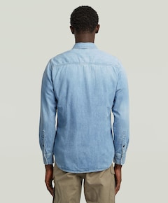 Heren overhemd lange mouw blauw