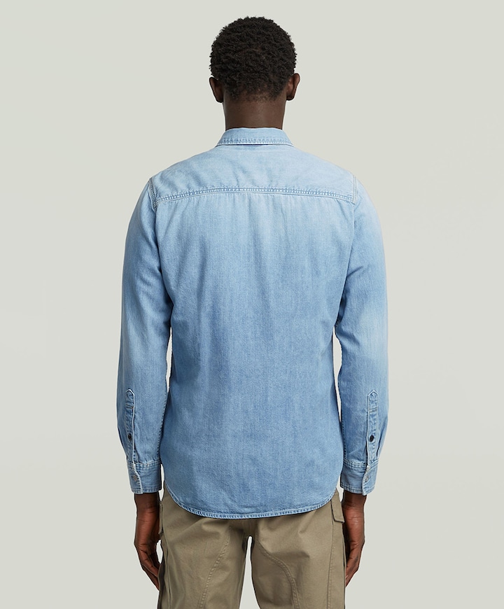 Heren overhemd lange mouw blauw