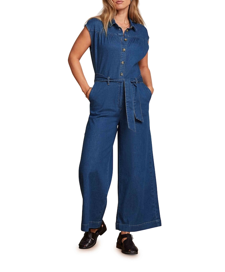 Amy Chambray dames jumpsuit blauw