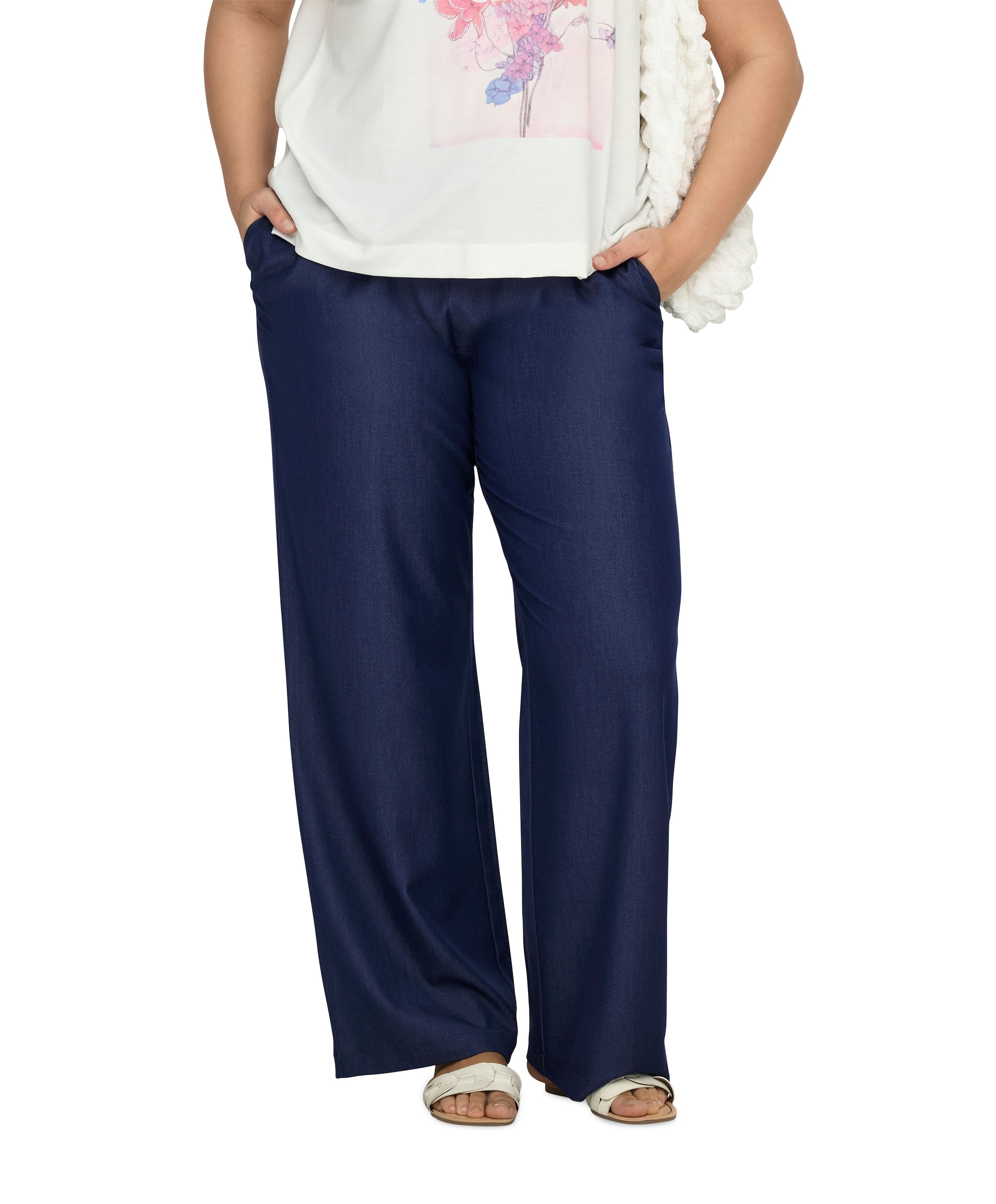 CARIRIA MW LINEN BL WIDE TLR dames broek blauw