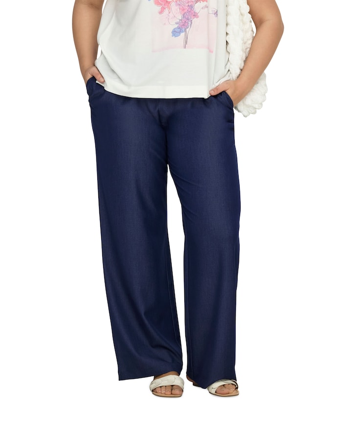 CARIRIA MW LINEN BL WIDE TLR dames broek blauw