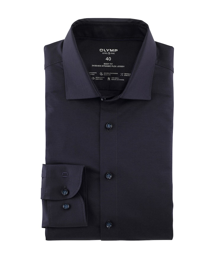 Heren overhemd lange mouw blauw