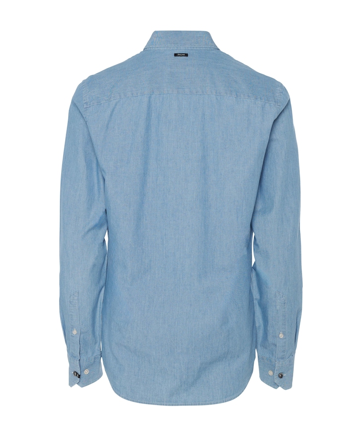 Heren overhemd lange mouw blauw