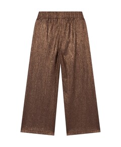knitted shiny wide leg meisjes broek bruin