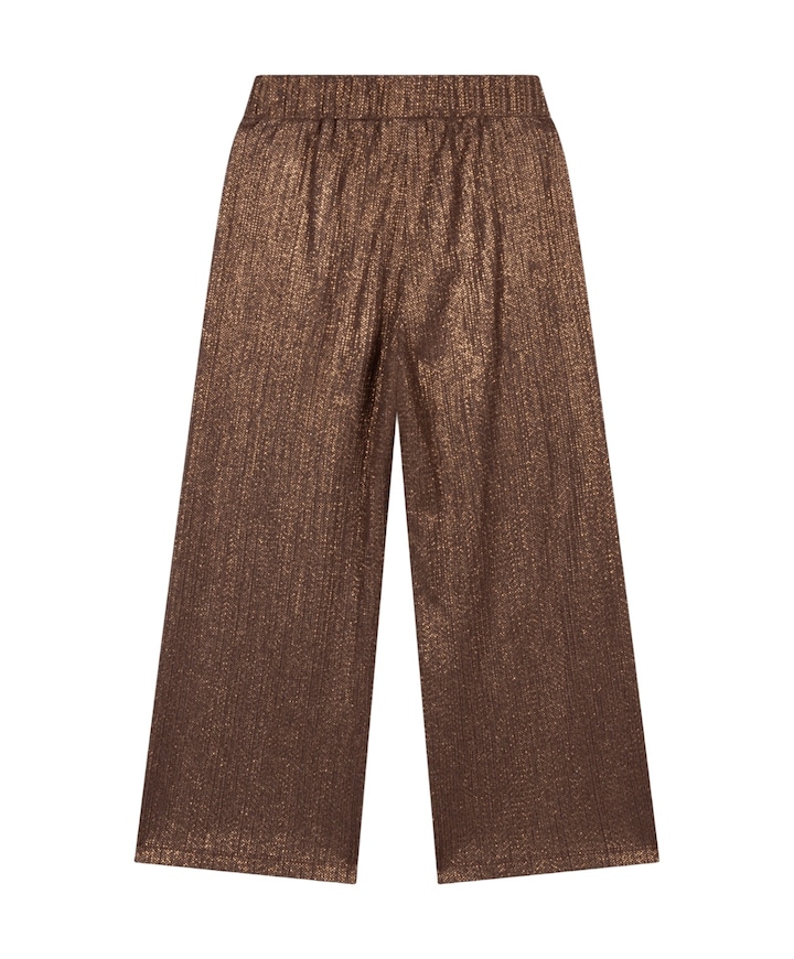 knitted shiny wide leg meisjes broek bruin