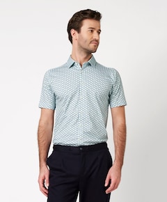 Heren overhemd korte mouw blauw