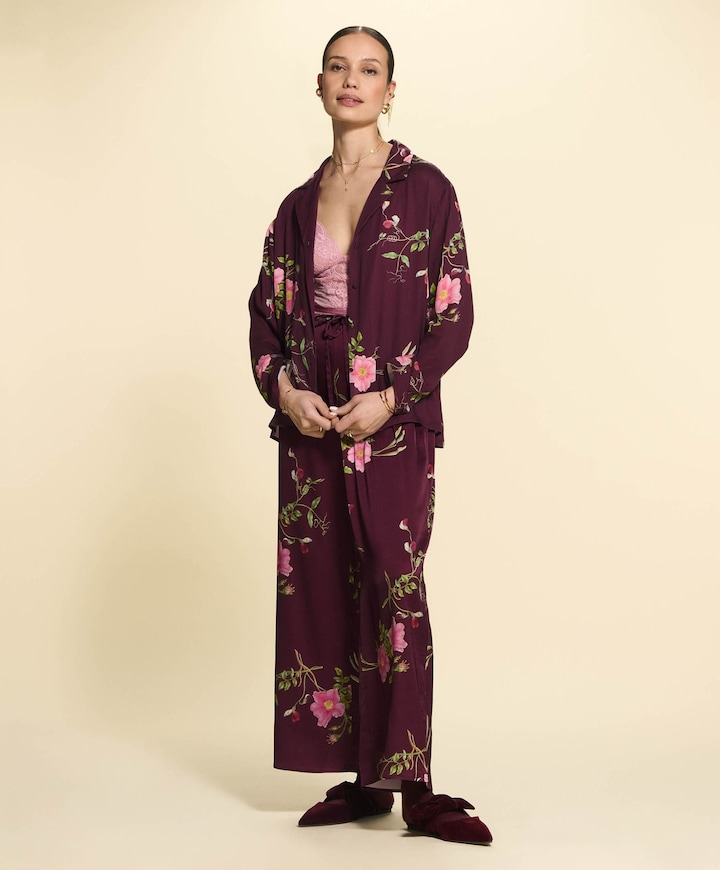 Dames pyjamatop bordeaux