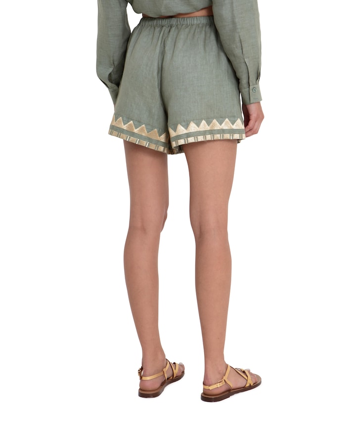 papyrus elastic waistband dames korte broek groen