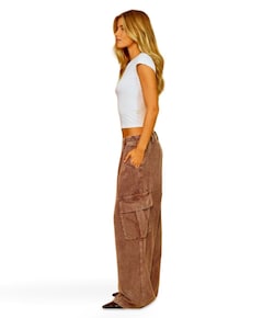 Romeo Baggy Washed Corduroy dames broek bruin