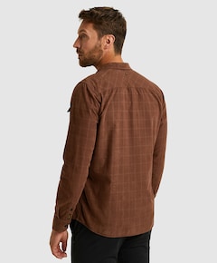 Heren overhemd lange mouw bruin