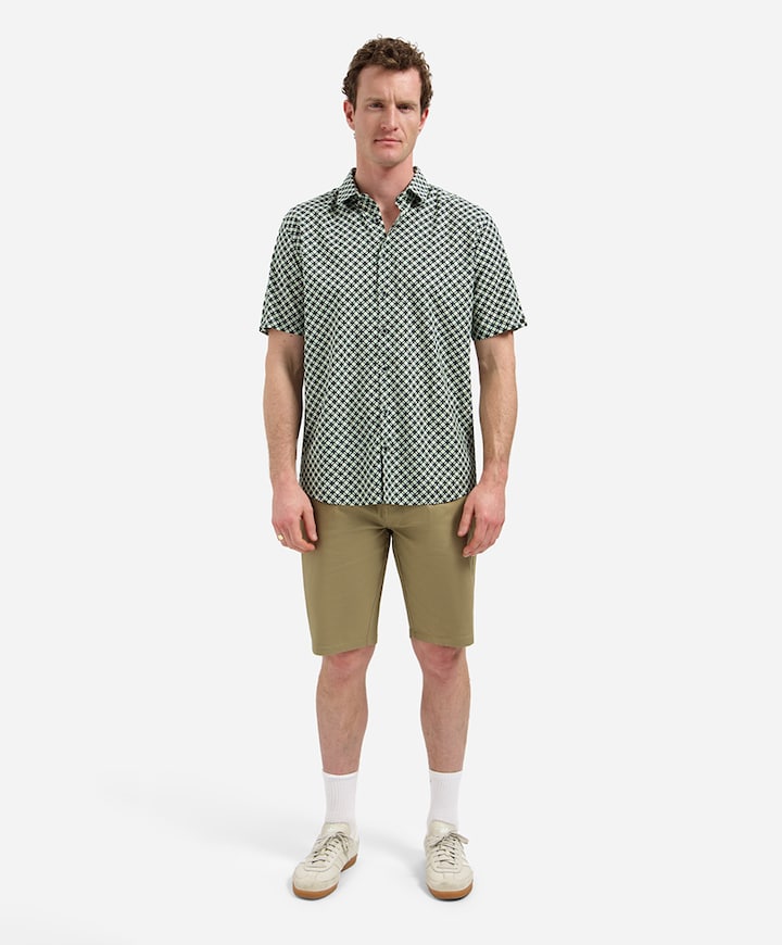 Heren overhemd korte mouw groen
