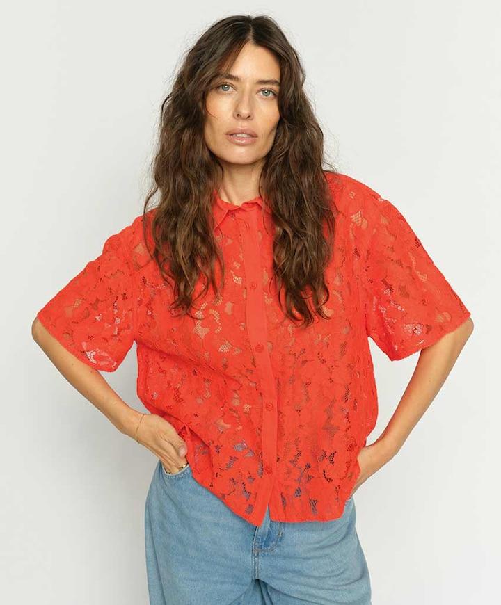 Dames blouse oranje