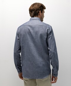 Heren overhemd lange mouw blauw