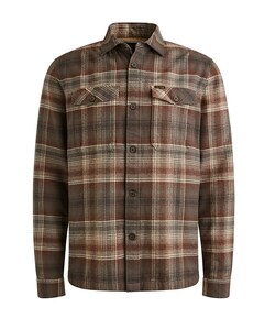 Heren overhemd lange mouw bruin