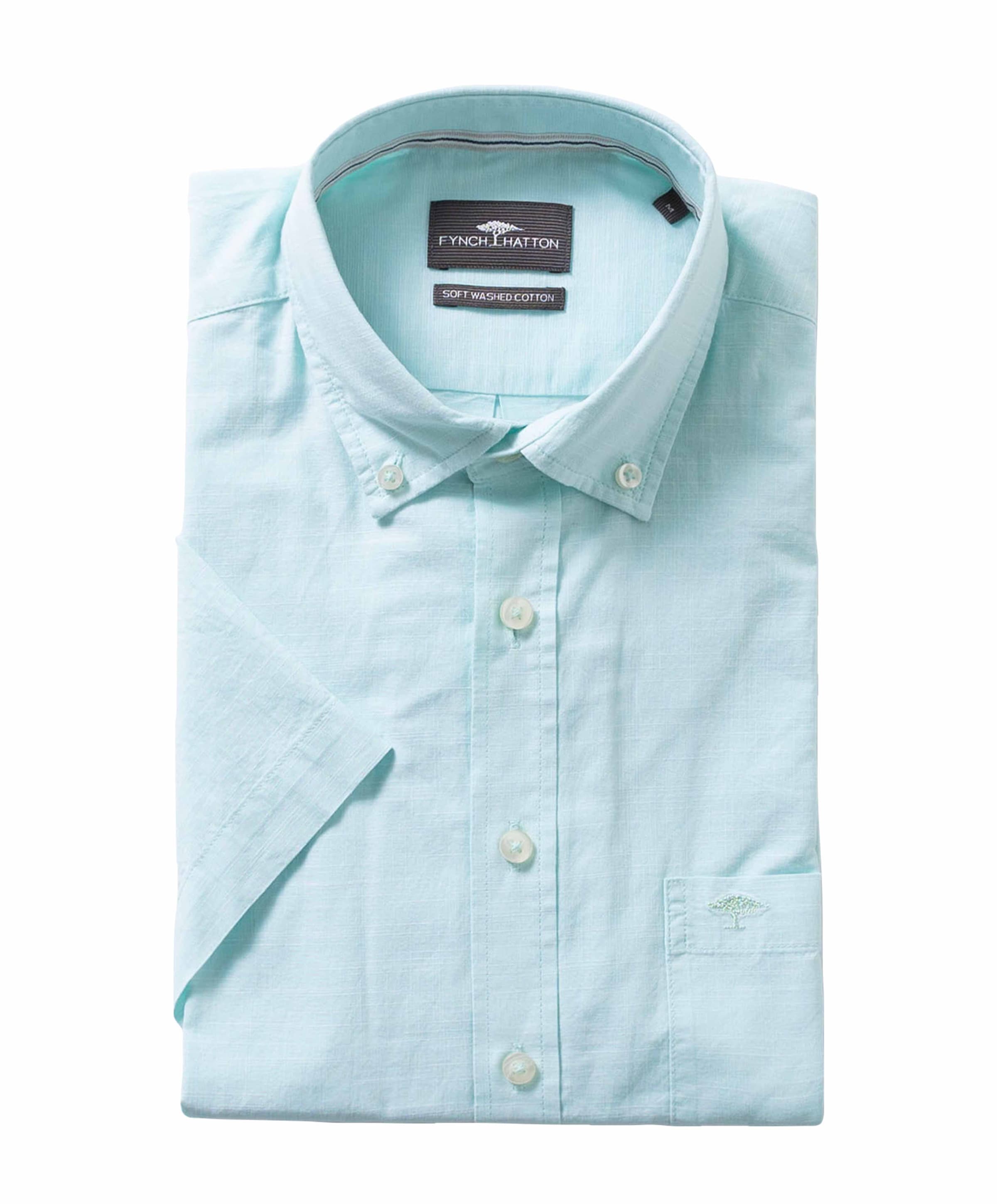 Heren overhemd korte mouw groen