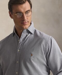 Heren overhemd lange mouw blauw