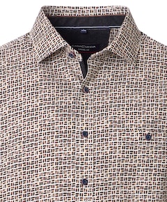 Heren overhemd lange mouw bruin