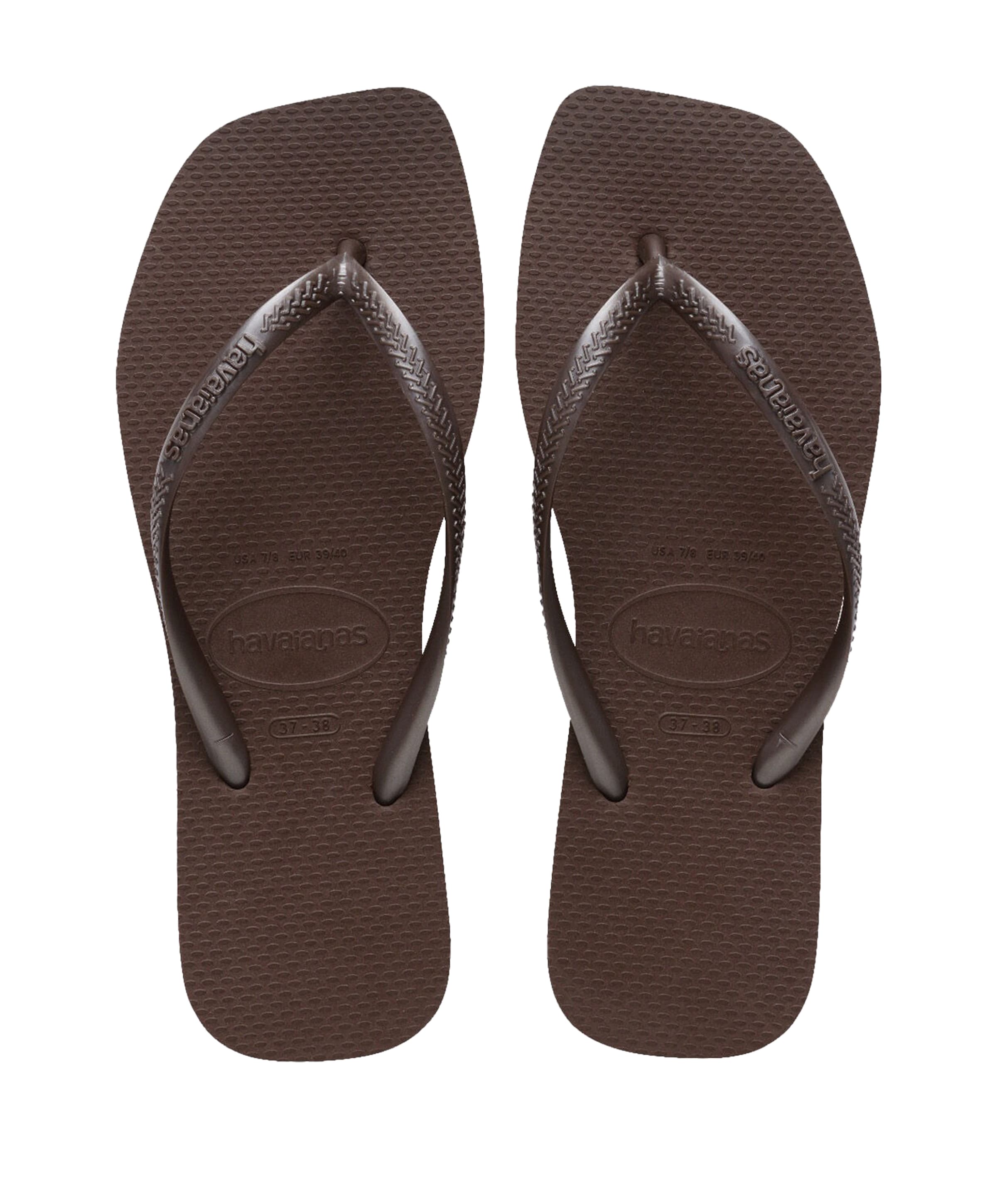 HAV. SLIM SQUARE dames slippers bruin