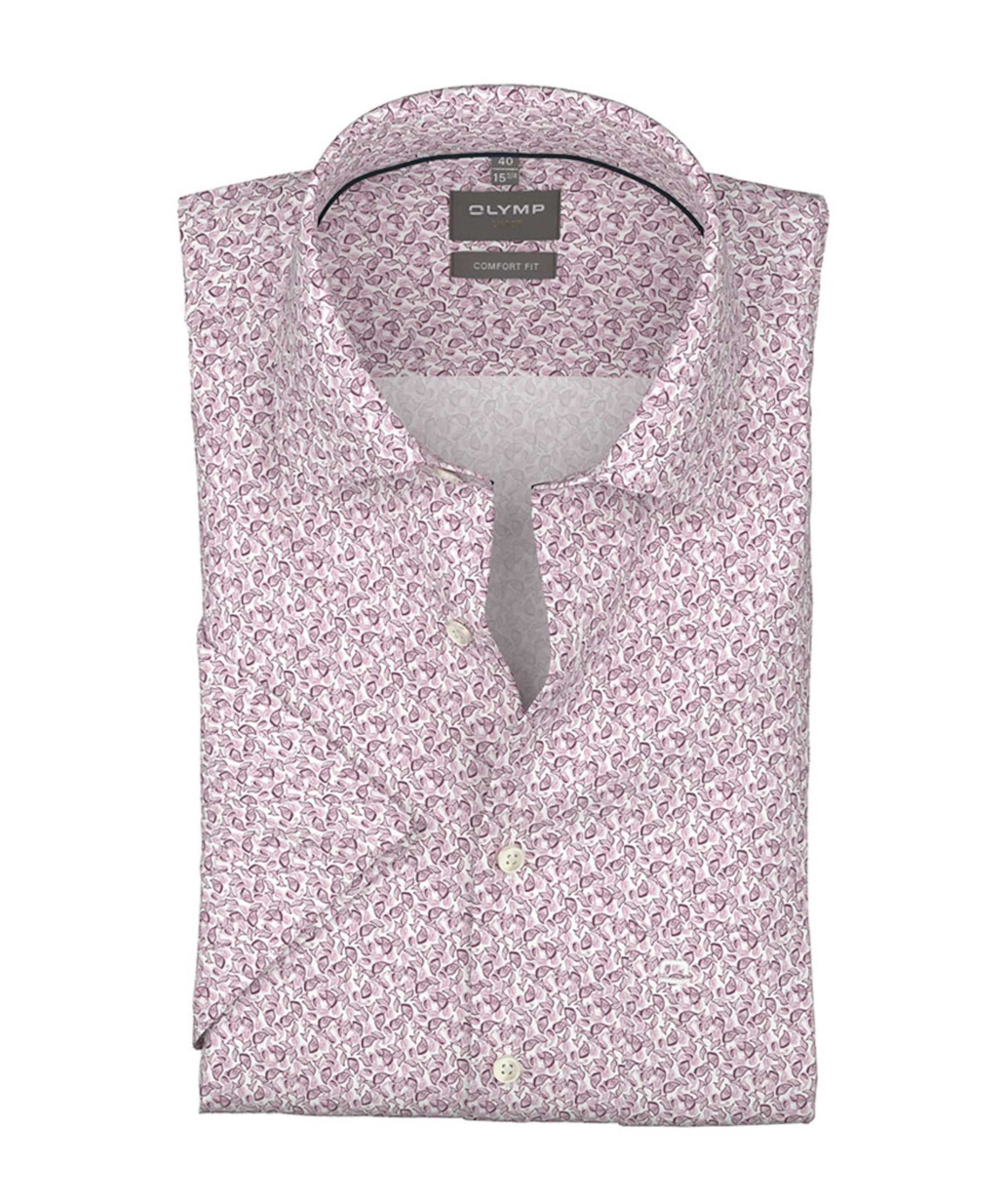 Heren overhemd korte mouw paars