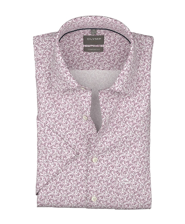 Heren overhemd korte mouw paars