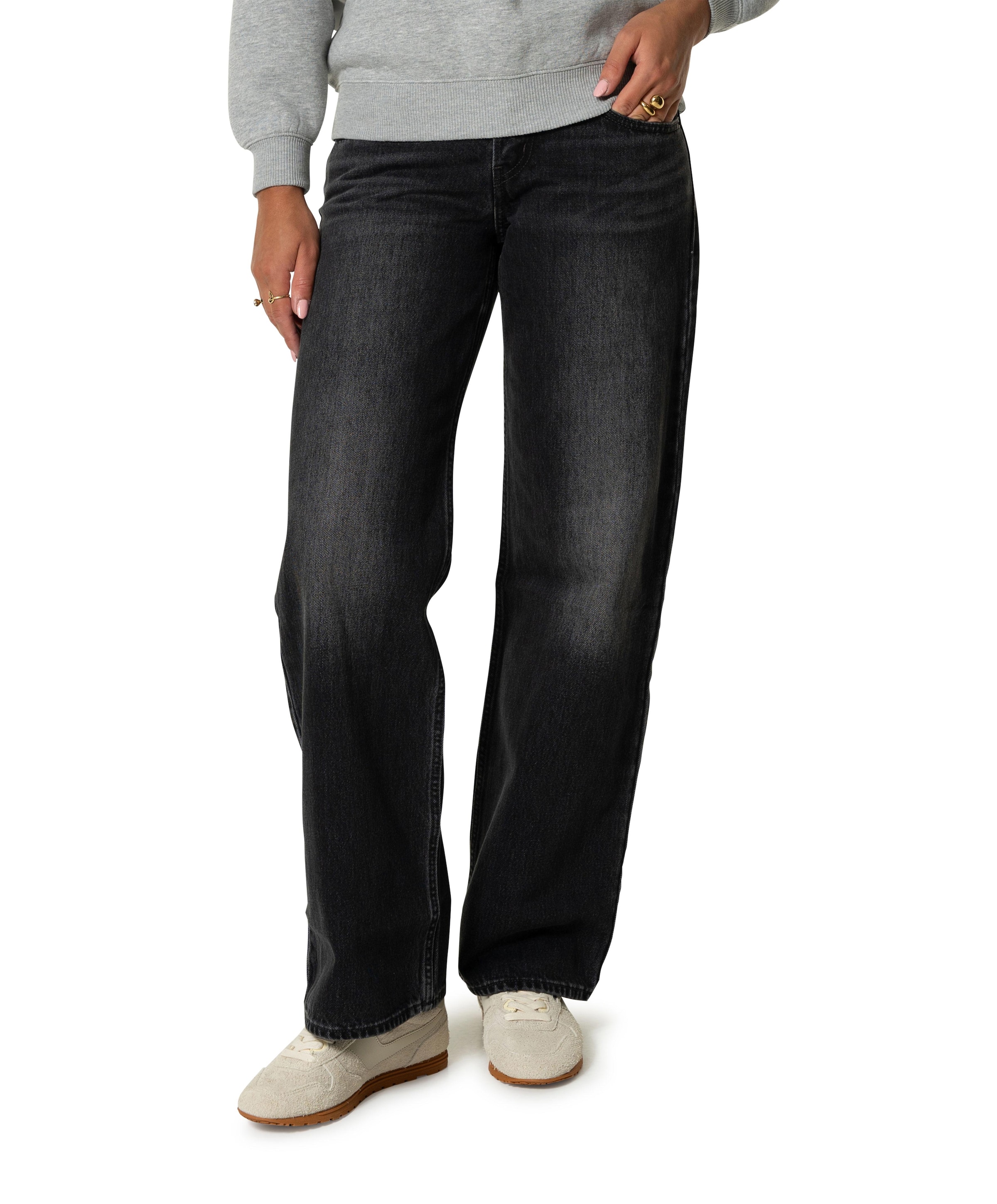 Low loose dames jeans zwart