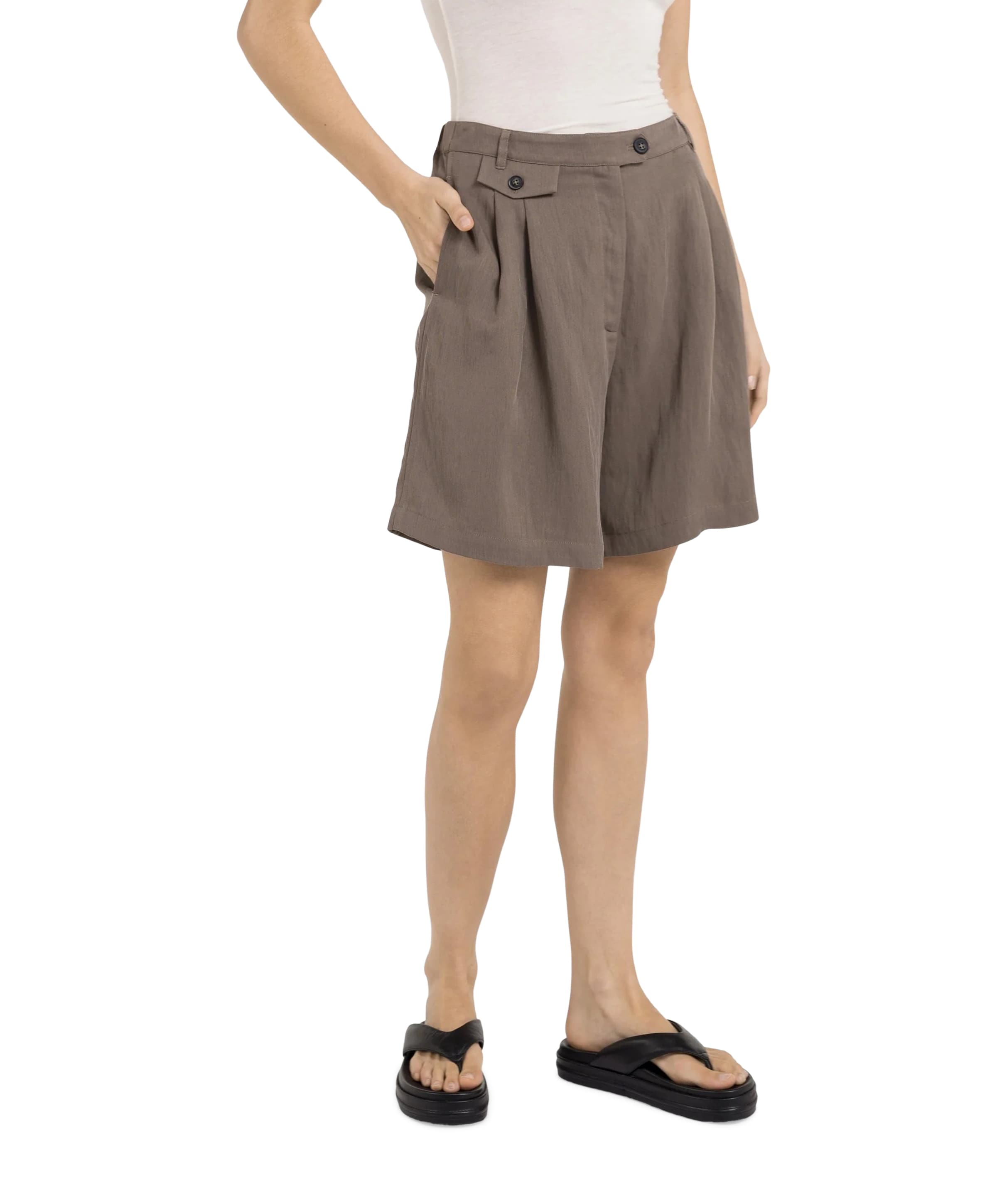 Woven longer length bermuda sh dames korte broek bruin
