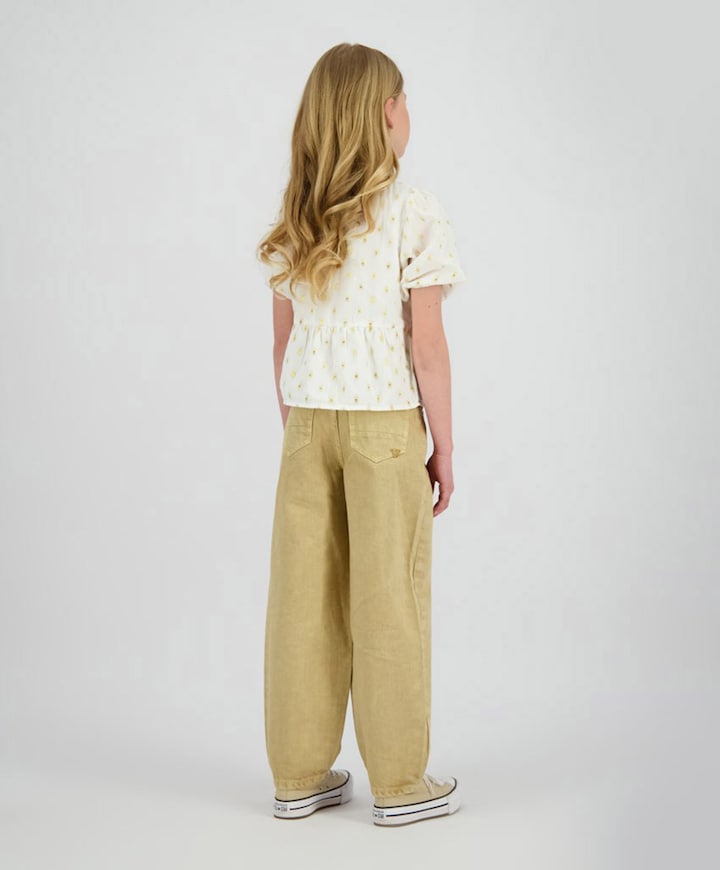 Meisjes blouse korte mouw goud