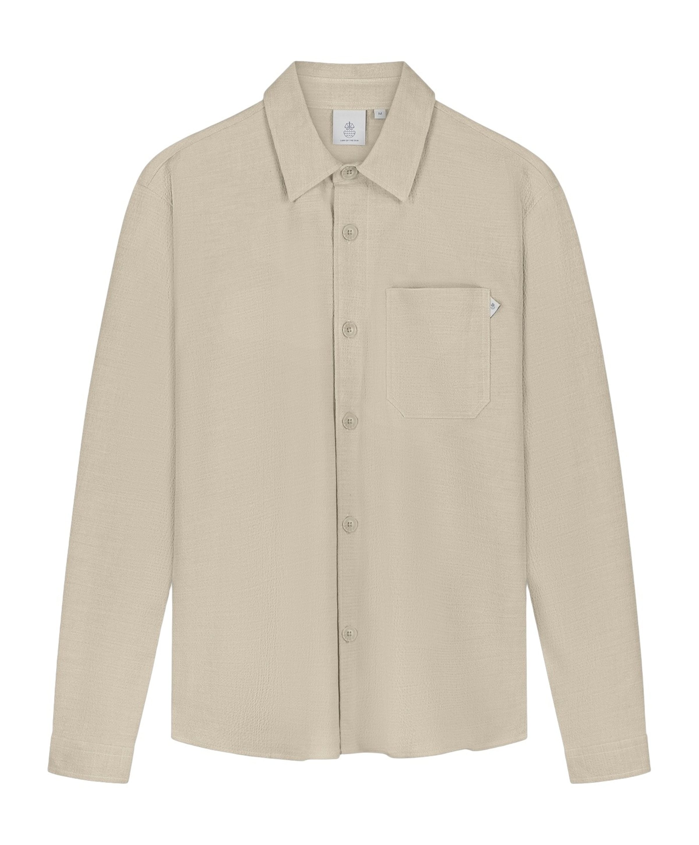 Heren overhemd lange mouw beige