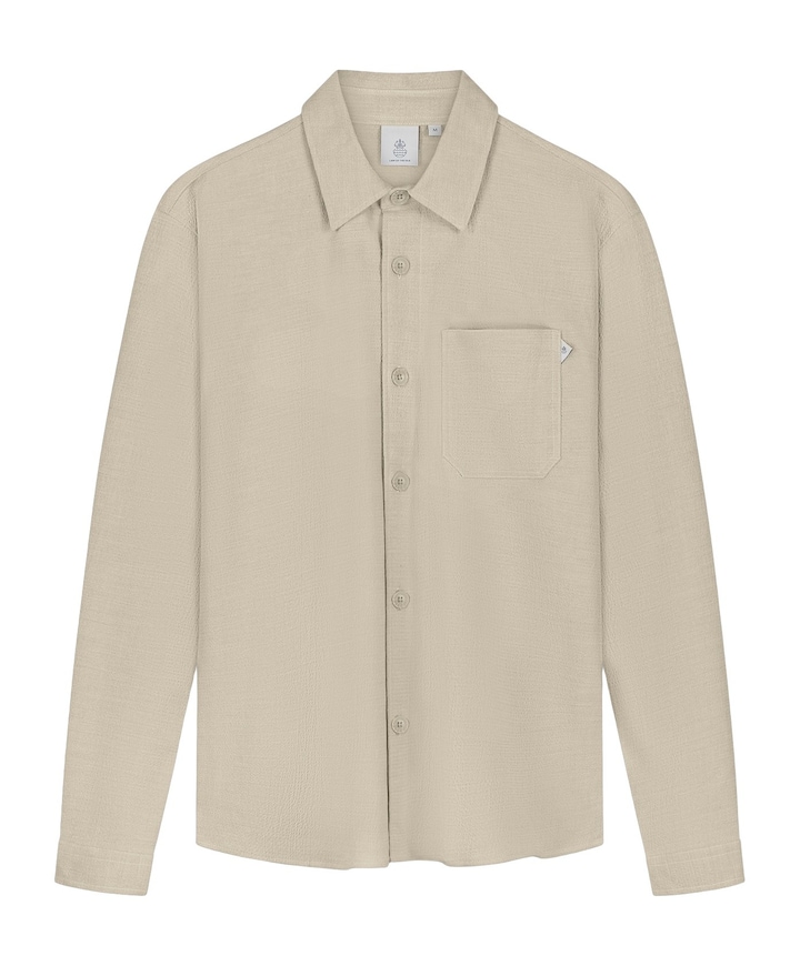 Heren overhemd lange mouw beige