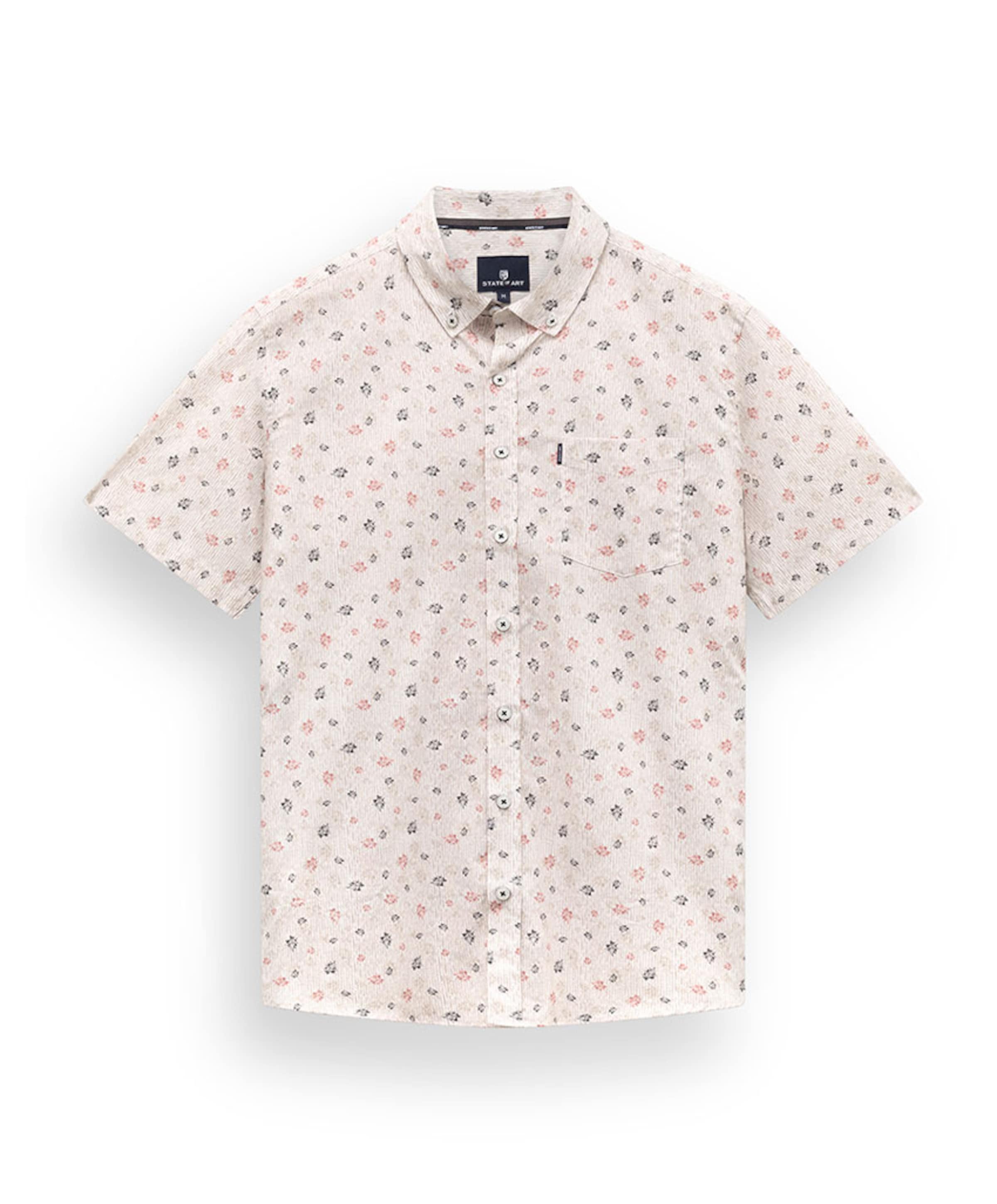 Heren overhemd korte mouw beige