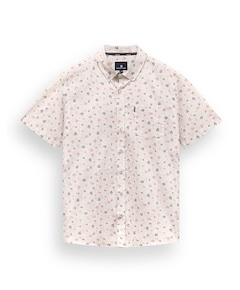 Heren overhemd korte mouw beige