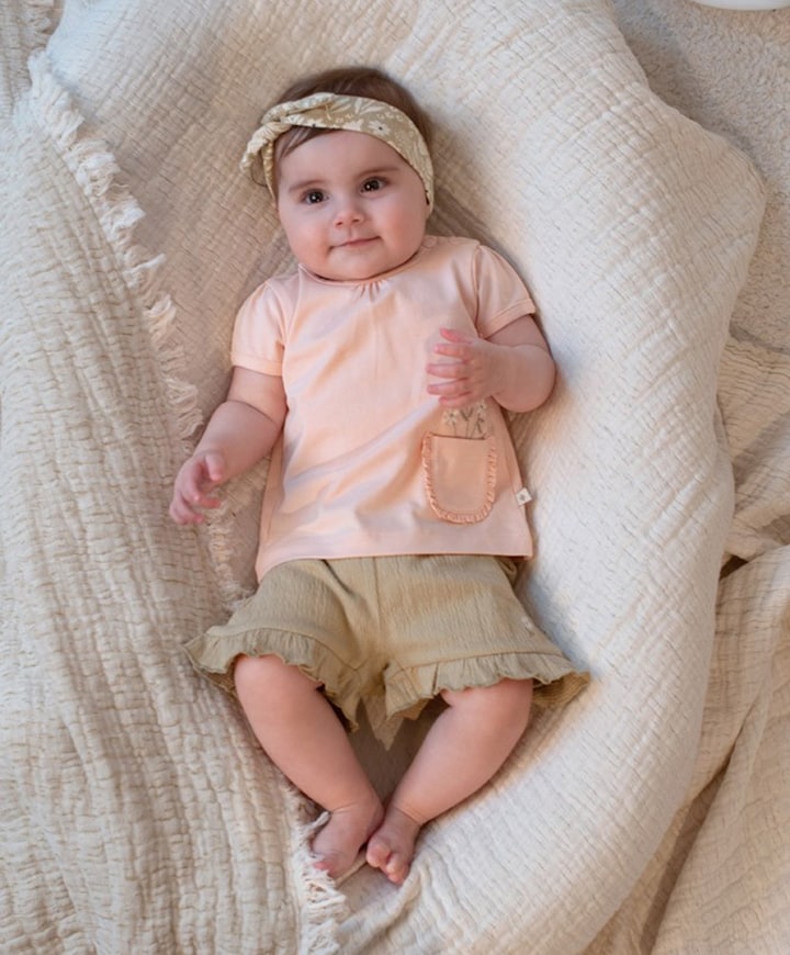 crinkle ruches AOP meisjes korte broek groen