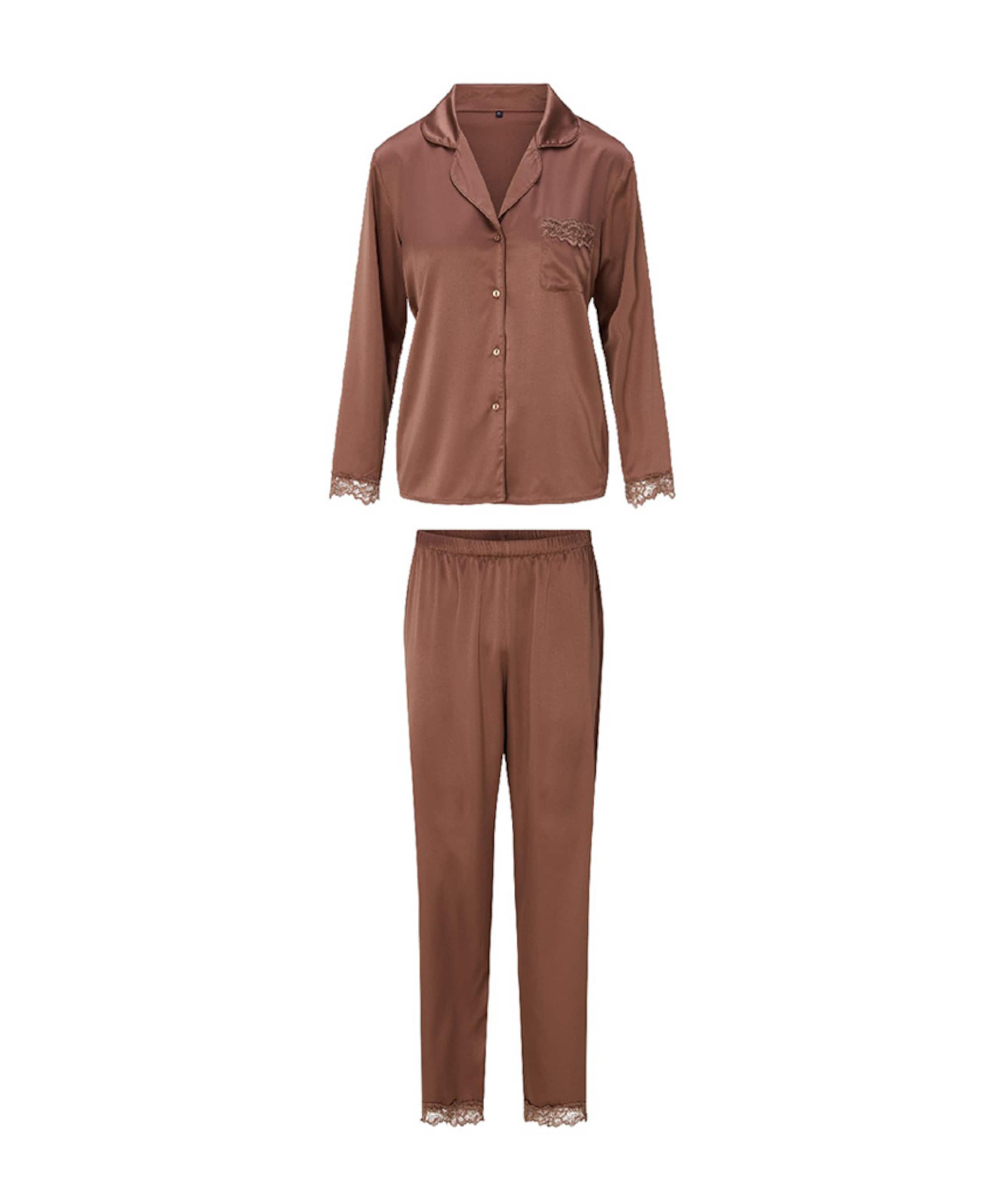 Dames pyjamaset bruin