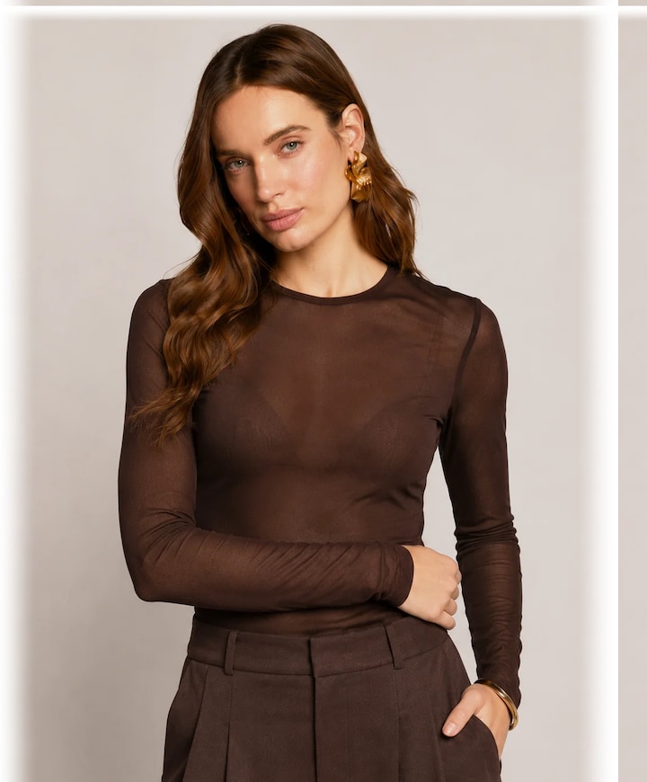 Dames longsleeve bruin