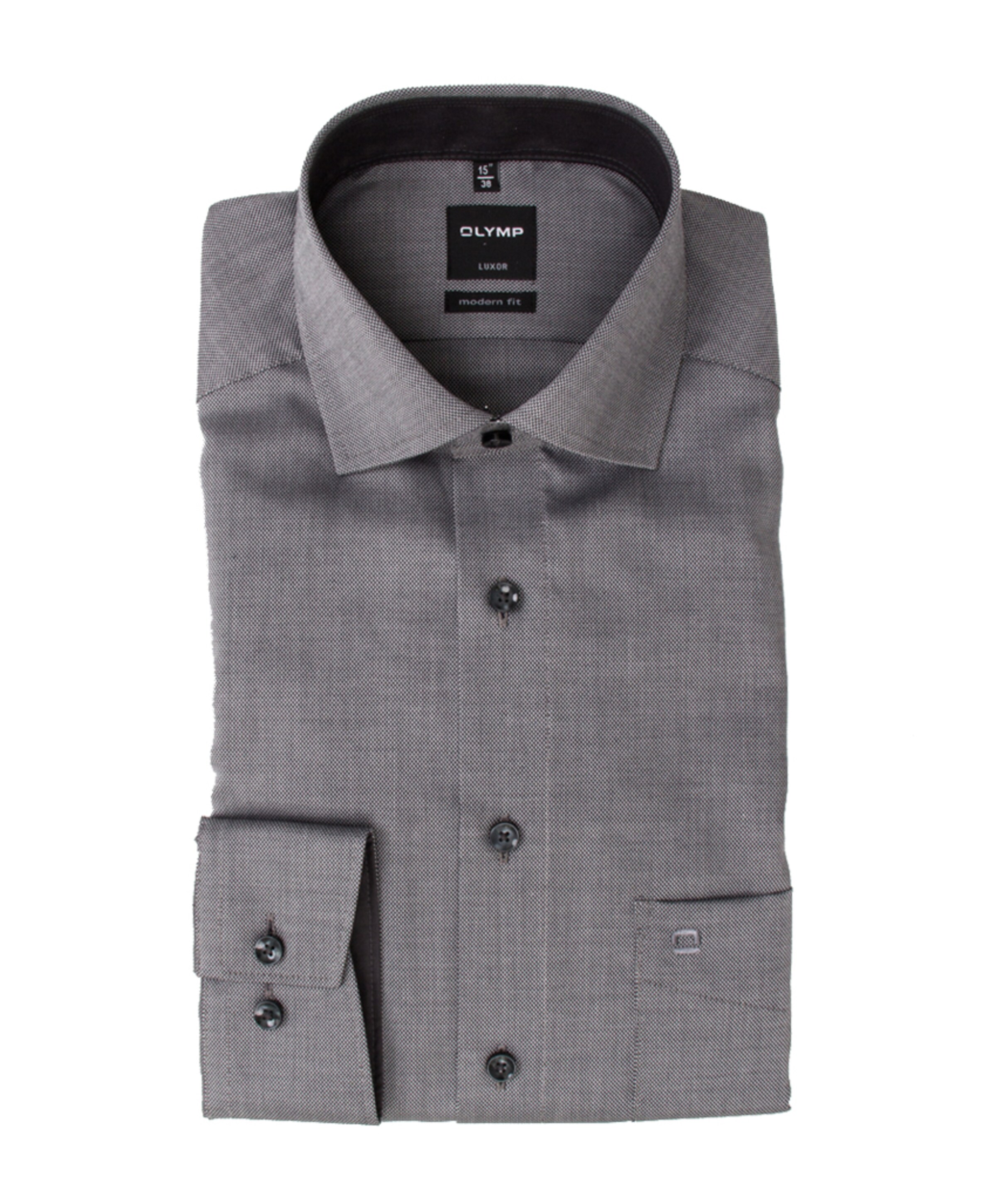 Heren overhemd lange mouw grijs