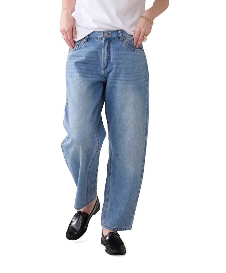 Cocoon fit vintage cotton twill dames jeans blauw