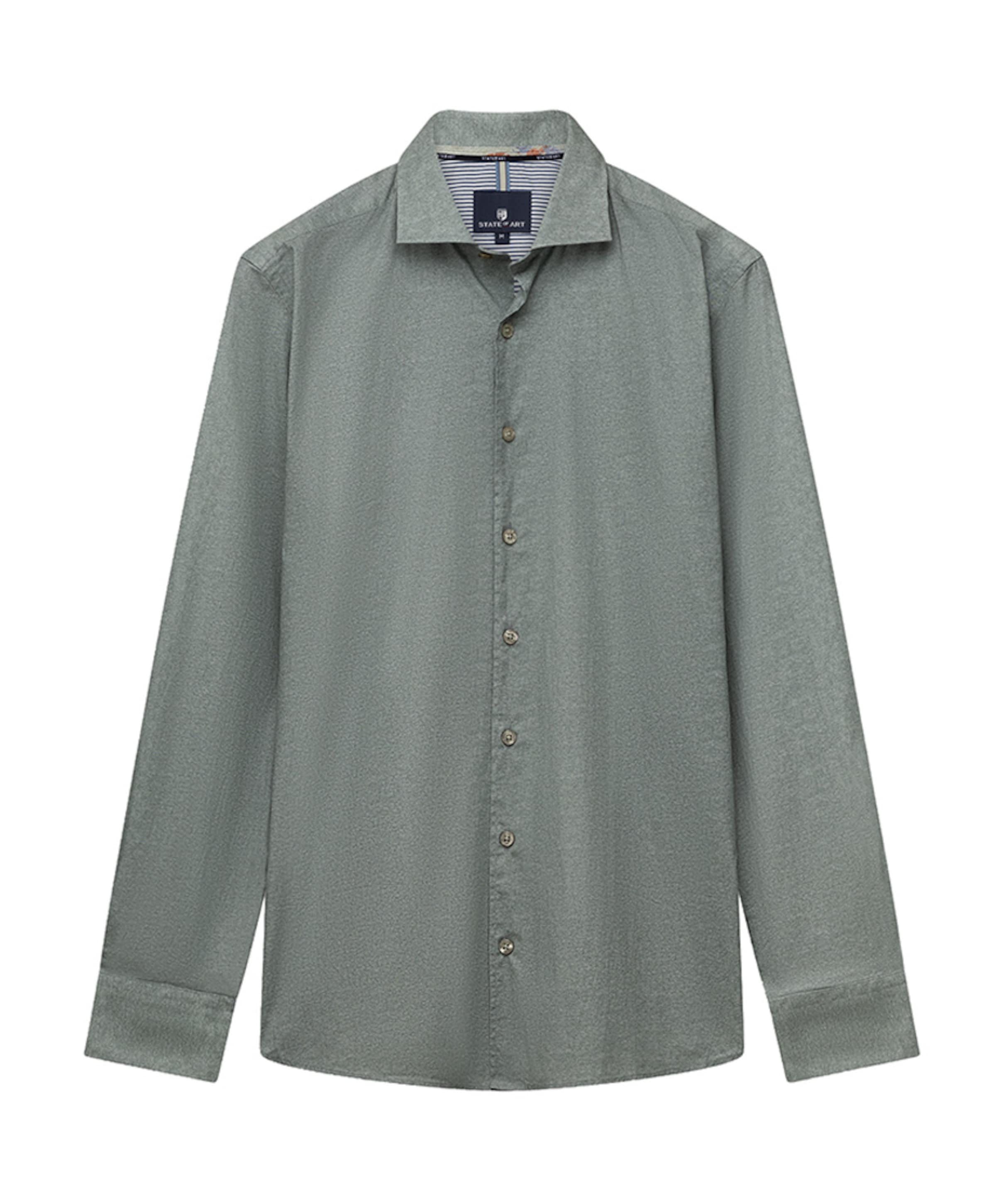 Heren overhemd lange mouw groen