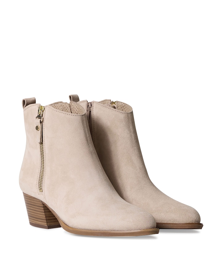 dames enkellaarzen beige