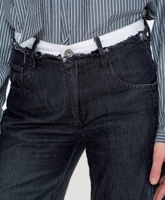 Wide double waistband jeans zwart